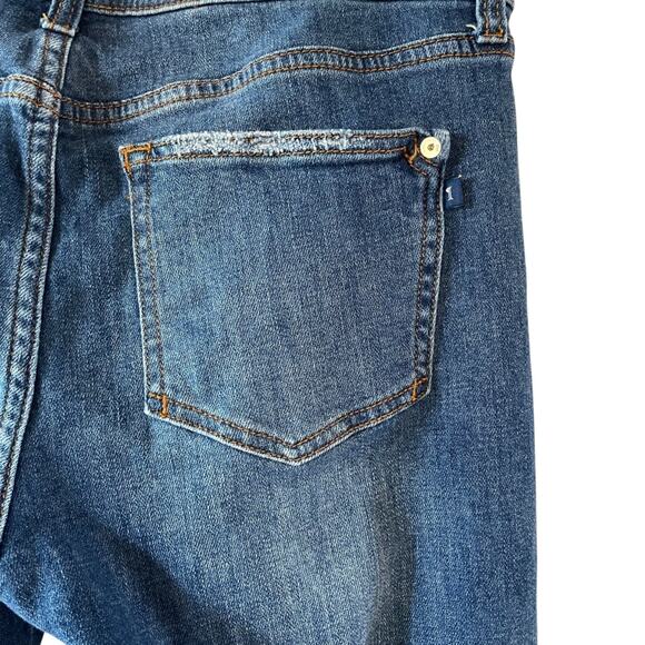 PILCRO Anthropologie Size 28 Slim Boyfriend Crop Embroidered Stripe Blue Jeans - Picture 8 of 12